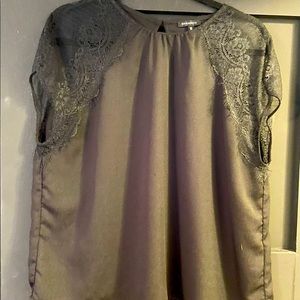 Black tee with lace shoulders